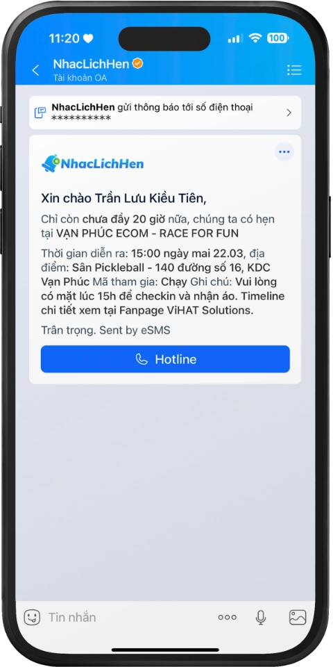 Nhắc lịch tái khám mẫu 2